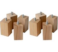 IPEA 4 Patas para Muebles y sofás de Madera - Altura 100 mm - Juego de 4 Patas de Madera en Bruto con Forma Rectangular para Armarios y Sillones - Color Natural (Paquete de 2)