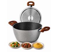 IPEA Cacerola de inducción de 24 cm antiadherente de aluminio para sopas, verduras, arroces - [Línea Industria] - Olla alta para cocinar y hervir pasta, carne, pescado - Asas ergonómicas