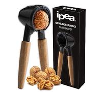 IPEA Cascanueces de aluminio con mango de madera - Prensa nueces del Deisgn moderno para nueces, avellanas, almendras, frutos secos - Multiusos para cocina - Equipado con muelle a tracción