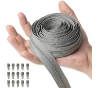 IPEA Cremallera Continua Cadena #3 Gris - [ 5 METROS + 15 CURSORES METÁLICOS ] - Made in Italy - Cremallera Recortable para Costura, Ropa y Accesorios - Ancho 30 mm - Gris