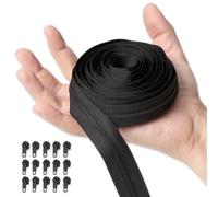 IPEA Cremallera Continua Cadena #3 Negra - [ 5 METROS + 15 CURSORES METÁLICOS ] - Made in Italy - Cremallera Recortable para Costura, Ropa y Accesorios - Ancho 30 mm - Negro