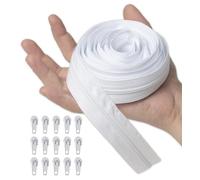 IPEA Cremallera Continua Cadena #5 Blanca - [ 5 METROS + 15 CURSORES METÁLICOS ] - Made in Italy - Cremallera Recortable para Costura, Ropa y Accesorios - Ancho 30 mm - Blanco