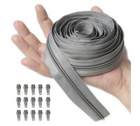 IPEA Cremallera Continua Cadena #5 Gris - [ 5 METROS + 15 CURSORES METÁLICOS ] - Made in Italy - Cremallera Recortable para Costura, Ropa y Accesorios - Ancho 30 mm - Gris