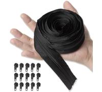 IPEA Cremallera Continua Cadena #5 Negra - [ 5 METROS + 15 CURSORES METÁLICOS ] - Made in Italy - Cremallera Recortable para Costura, Ropa y Accesorios - Ancho 30 mm - Negro