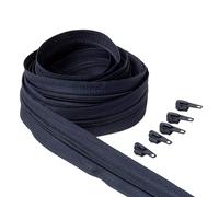 IPEA Cremallera de color azul con cadena continua de 5 metros de largo + 15 deslizadores de metal - Cadena tamaño #5 - Made in Italy - Cremalleras de nailon - Cremallera - Recortable, para coser al