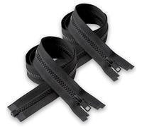 IPEA Cremallera Negra 60 cm - Color Negro - 2 Unidades - Tamaño de Cadena #5 - Cremalleras Divisibles para Deslumbramiento Costura de Chaquetas - Cremallera - Ancho 30 mm
