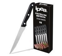 IPEA Cuchillos de Mesa para Carne - Juego de 6 - Cuchillo Carne Afilado con Hoja Lisa de Acero Inoxidable para Cortar Carne y Alimentos para Almuerzo y Cena - Cuchillos para Hogar y Cocina