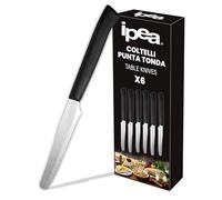 IPEA Cuchillos de Mesa para Carne y Carne - Juego de 6 - Cuchillo Afilado con Hoja Dentada de Acero Inoxidable para Cortar Carne y Alimentos para Almuerzo la Cena - Cuchillos el Hogar y Cocina