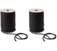 IPEA Cuerda de algodón macramé Negro - 6 mm x 100 Metros - Rollo súper Largo - Fabricado en Italia - Hilo de Coser para Manualidades, decoración, tapices y Cortinas - Cordón - 0,6 cm (Paquete de 2)