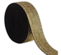 IPEA Cuerda Elástica Lurex para Costura y Accesorios - 10 Metros - Made in Italy - Cinta Elástica de 40 mm Brillante para Ropa, Faldas, Bolsos, Cinturones - Cinta elástica Plana de Coser - Oro