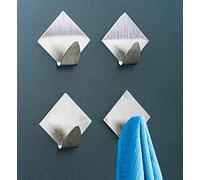 IPEA Ganchos Adhesivos de Metal para Hogar, Baño y Cocina - 4 Unidades - Perchas Adhesivas de Pared para Objetos, Perchero, Toallero - Gancho de Pared de Casa - Color Metálico