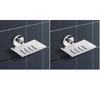 IPEA Jabonera Adhesiva de Pared de Metal - No Necesita taladrado - Diseño Moderno - Jabón de Pared para Pegar en el baño, Ducha, Cocina, casa - Jabonera o Esponja - Cuadrado (Paquete de 2)