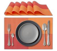 IPEA Manteles Individuales Americanos Elegantes 45 x 30 cm para Cena, Almuerzo, Desayuno - 6 Unidades - Mantel Lavable, Resistente al Calor, Antideslizante, Antimanchas Mesa de Cocina - Naranja