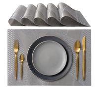 IPEA Manteles Individuales e Mesa Elegantes 45 x 30 cm para Cena, Almuerzo, Desayuno - 6 Unidades - Mantel Individual Lavable, Resistente Calor, Antideslizante, Antimanchas para Mesa de Cocina - Gris