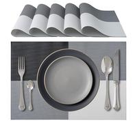 IPEA Manteles Individuales e Mesa Elegantes 45 x 30 cm para Cena, Almuerzo, Desayuno - 6 Unidades - Mantel Individual Lavable, Resistente Calor, Antideslizante, Antimanchas para Mesa de Cocina - Gris