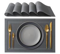 IPEA Manteles Individuales e Mesa Elegantes 45 x 30 cm para Cena, Almuerzo, Desayuno - 6 Unidades - Mantel Individual Lavable, Resistente Calor, Antideslizante, Antimanchas para Mesa de Cocina - Gris