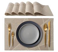 IPEA Manteles Individuales e Mesa Elegantes 45 x 30 cm para Cena, Almuerzo, Desayuno - 6 Unidades - Mantel Individual Lavable, Resistente Calor, Antideslizante, Antimanchas para Mesa de Cocina - Beige