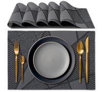 IPEA Manteles Individuales e Mesa Elegantes 45 x 30 cm para Cena, Almuerzo, Desayuno - 6 Unidades - Mantel Individual Lavable, Resistente Calor, Antideslizante, Antimanchas para Mesa de Cocina - Negro