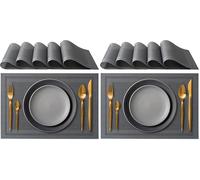 IPEA Manteles Individuales e Mesa Elegantes 45 x 30 cm para Cena, Almuerzo, Desayuno - 6 Unidades - Mantel Individual Lavable, Resistente Calor, Antideslizante, Antimanchas para Mesa de Cocina - Gris