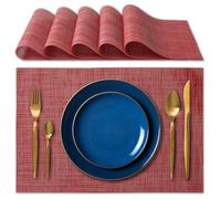 IPEA Manteles Individuales e Mesa Elegantes 45 x 30 cm para Cena, Almuerzo, Desayuno - 6 Unidades - Mantel Individual Lavable, Resistente Calor, Antideslizante, Antimanchas para Mesa de Cocina - Rojo