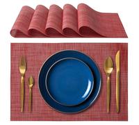 IPEA Manteles Individuales e Mesa Elegantes 45 x 30 cm para Cena, Almuerzo, Desayuno - 6 Unidades - Mantel Individual Lavable, Resistente Calor, Antideslizante, Antimanchas para Mesa de Cocina - Rojo