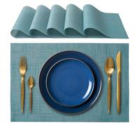IPEA Manteles Individuales Elegantes 45 x 30 cm para Cena, Almuerzo, Desayuno - 6 Unidades - Mantel Individual Lavable, Resistente al Calor, Antideslizante, Antimanchas para Mesa de Cocina - Azul