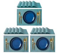 IPEA Manteles Individuales Elegantes 45 x 30 cm para Cena, Almuerzo, Desayuno - 6 Unidades - Mantel Individual Lavable, Resistente al Calor, Antideslizante, Antimanchas para Mesa de Cocina - Azul