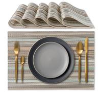 IPEA Manteles Individuales Elegantes 45 x 30 cm para Cena, Almuerzo, Desayuno - 6 Unidades - Mantel Individual Lavable, Resistente al Calor, Antideslizante, Antimanchas para Mesa de Cocina - Beige