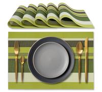 IPEA Manteles Individuales Elegantes 45 x 30 cm para Cena, Almuerzo, Desayuno - 6 Unidades - Mantel Individual Lavable, Resistente al Calor, Antideslizante, Antimanchas para Mesa de Cocina - Verde