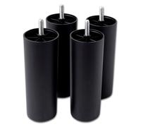 IPEA Patas para Muebles y sofás de 19 cm de plástico - Patas para Muebles Fabricados en Italia - Juego de 4 Patas para sillones y Muebles - 190 mm - Atornillables con Tornillo 10M - Color Negro