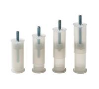 IPEA Patas Regulables para Muebles, Sofás, Cocinas, Baño de Plástico, Juego de 4 Patas Ajustables Extensibles hasta 145 mm - Patas Ajustables con Tornillo M10 - Semitransparente