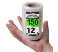 IPEA Película Estirable Transparente para Embalaje - 150 Metros x 12 cm - Made in Italy - Rollo película para Protección, Embalaje de Objetos en Transporte - Resistente al Desgarro