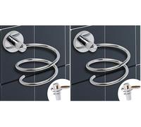 IPEA Porta Secador de Pelo Autoadhesivo de Pared - No Necesita Perforación - Diseño Moderno - Elegante Porta Secador Adhesivo de Pared para Pegar en Baño y Casa - Soporte (Paquete de 2)