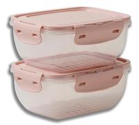 IPEA Recipiente para alimentos de plástico con cierre hermético - 2 unidades - Contenedores de alimentos de 800 ml con tapa para almuerzo, pasta, frutas, verduras, dulces - Caja transparente y beige