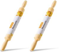 IPEA Rodillo de Madera con Asas - Rodillo con Superficie Antiadherente para Extender y Amasar Masa Fresca, Pizza, Galletas, Raviolis, Tartas, Pastelería - Rodillos de cocina (Paquete de 2)