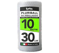 IPEA Rollo de Plástico de Burbujas para Embalaje y Envío - 10 Metros x 30 cm - Fabricado en Italia - Pluriball - Burbujas de Aire para Protección, Acolchado, Embalaje de Objetos - Resistente Desgarro