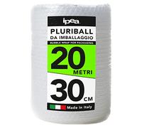 IPEA Rollo de Plástico de Burbujas para Embalaje y Envío - 20 Metros x 30 cm - Pluriball - Burbujas de Aire para Protección, Acolchado, Embalaje de Objetos - Resistente Desgarro