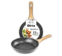 IPEA Sartén antiadherente para inducción y hornillo de gas - 22 x 22 cm - Sartén antiadherente de aluminio con mango de madera para carne, filetes, hamburguesas, pescado - sartenes de cocina