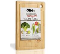 IPEA Tabla de cortar rectangular de madera para verduras, salami - 30 x 20 cm - Tabla de cocina multiusos para cortar y servir aperitivos, pan, frutas, quesos - Bandeja de bambú para casa con ojal