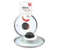 IPEA Tapa para Sartén o Cacerola de Vidrio Templado - 16/18 / 20/22 / 24/26 / 28/30 / 32 cm - Transparente Redonda Universal con Pomillo para Sartenes y Ollas Cocina - OK Lavavajillas - 20 CM