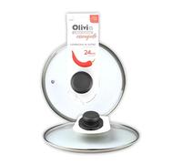 IPEA Tapa para Sartén o Cacerola de Vidrio Templado - 16/18 / 20/22 / 24/26 / 28/30 cm - Transparente Redonda Universal con Pomillo para Sartenes y Ollas de Cocina - Apta para Lavavajillas