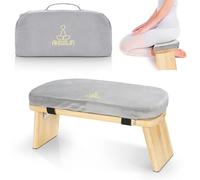 IPEB Banco de meditación plegable, taburete ergonómico de bambú para yoga, taburete de meditación con cojín, silla de meditación portátil con bolsa de transporte para arrodillarse, oración, práctica