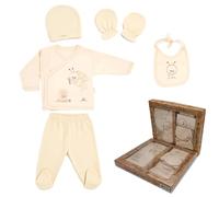 Ipeksi - Conjunto de ropa para bebé recién nacido, 100% algodón natural, equipamiento inicial unisex, set de regalo, equipamiento para bebés de 0 a 4 meses, Juego de 5, 56
