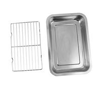 Ipetboom 1 juego Bandejas de Hornear con Rejilla Inoxidable para Drenar Aceite y Agua para Galletas Pasteles y Comidas Utensilio de Cocina Multifuncional