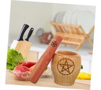 Ipetboom 1 Juego De Tarro Para Con Forma De Machacador De Machacador De Y Pastillas Majador Cuencos Para Moler Utensilio Práctico De Cocina De Madera