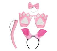 Ipetboom 1 Juego disfraz animal disfraz animal accesorios fiesta disfraz cerdito cerdo nariz diademas disfraz de animal con diadema accesorio de decoración cosplay tela rosa