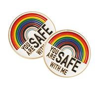 Ipetboom 1 Juego Pin Esmalte You Are Safe With Me Broches Coloridos Para Accesorios Inclusivos Para Lgbtq 2 Piezas