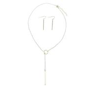 Ipetboom 1 Juego Stainless steel earring pendientes mujer fiesta Set de collar y pendientes aretes con dije de barra collar de joyas de oreja pendiente de mujer Acero inoxidable Golden