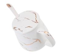 Ipetboom 1 juego Tazas de Cerámica de Mármol con Cucharita Taza de Café Aesthetic para Oficina para Agua y Leche