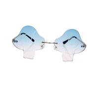 Ipetboom 1 Par Gafas De Sol Gafas Sin Borde Anteojos De Fiesta Polarizado Retro Champiñón Anteojos De Hongos Lentes De Sol Con Forma De Hongo Metal Sky-blue